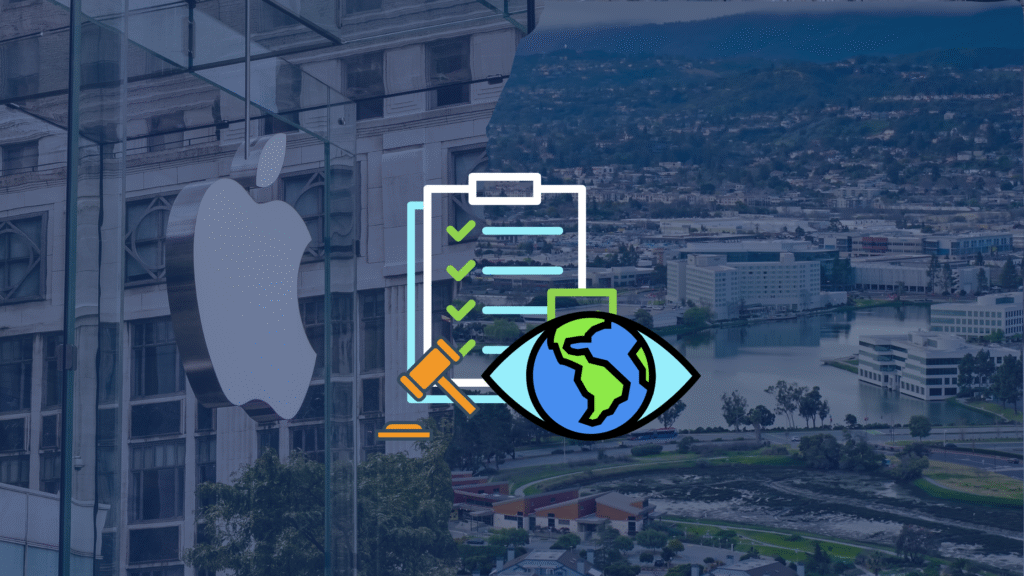 cover with collage of apple and silicon valley and icons for climate policy change